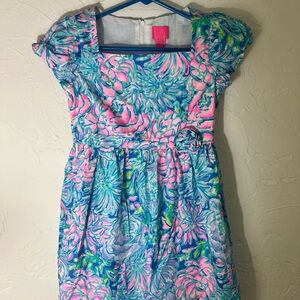 Lilly Pulitzer Floral Kids Dress in Pink and Blue